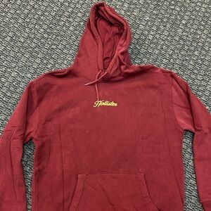 Hollister Maroon Pullover Hoodie with Subtle Logo